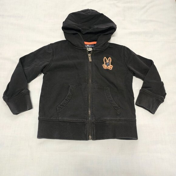 Psycho Bunny Full Zip Kangaroo Pocket Hoodie Size XXS 4 Black - Picture 12 of 12